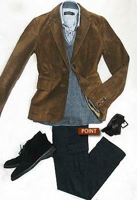 茶色ジャケットの着こなし