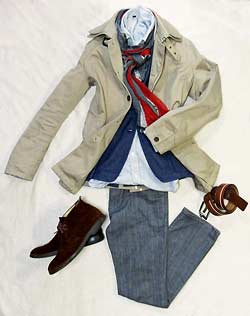 冬のベージュのコートの着こなし