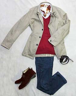 ベージュコートのコーデ例