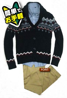 ローゲージニットの着こなし