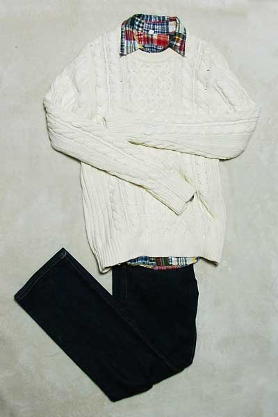 マドラスチェックのメリハリコーデ